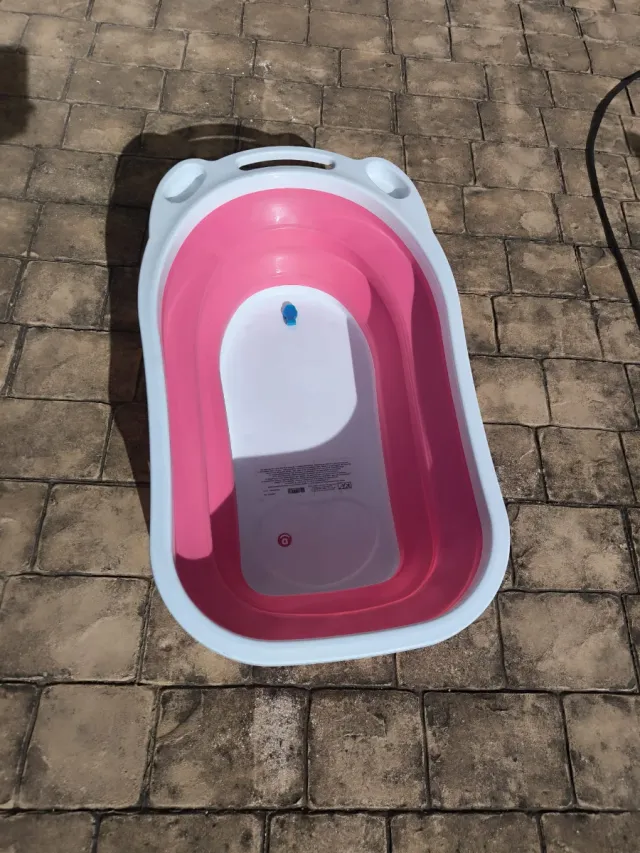 Bañera Plegable Bebé Rosa y Blanca