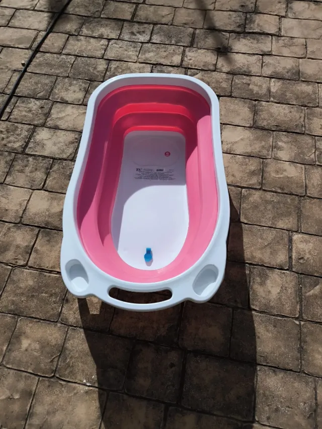 Bañera Plegable Bebé Rosa y Blanca