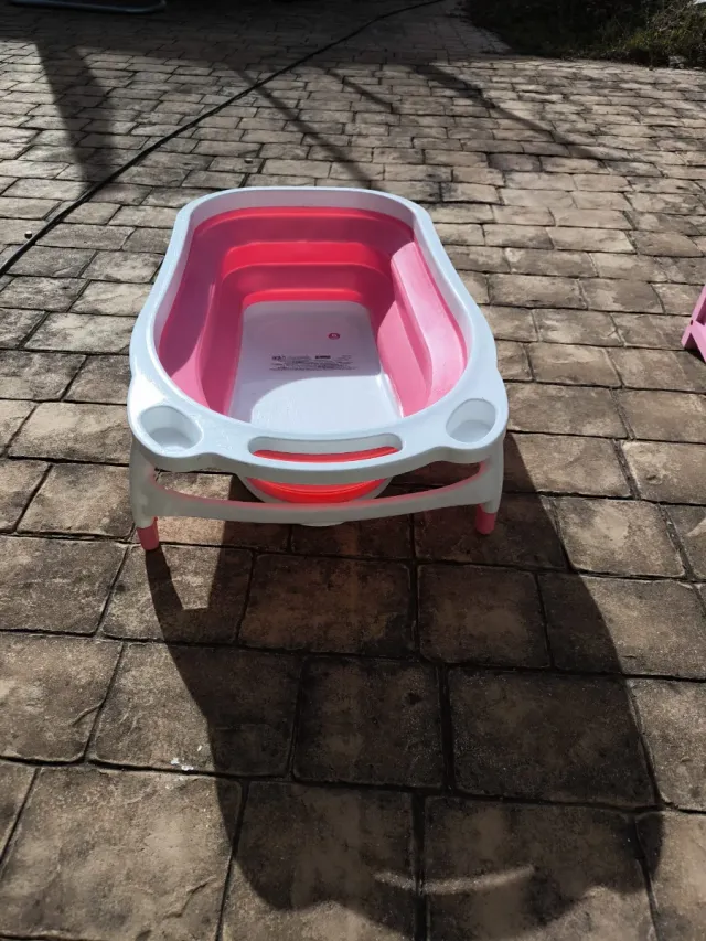 Bañera Plegable Bebé Rosa y Blanca