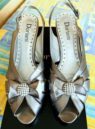 Sandalias Doriani Piel Fiesta Plata