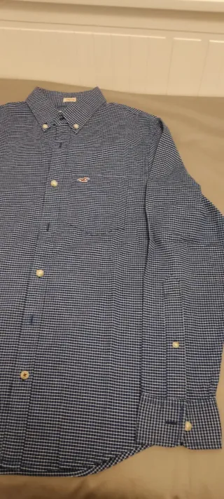 Camisa Hollister cuadros azul y blanco