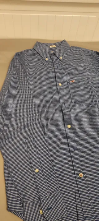 Camisa Hollister cuadros azul y blanco