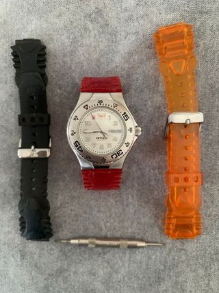 Reloj Apnea Plata y Rojo