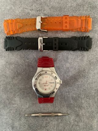 Reloj Apnea Plata y Rojo