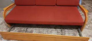 Sofá Cama Tapizado Tela Madera