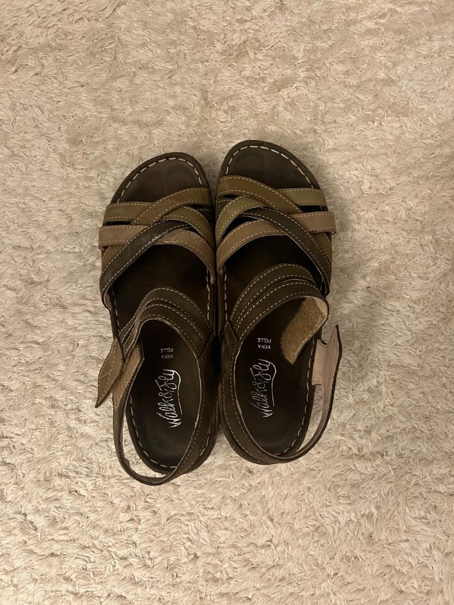 Sandalias Walk & Fly Piel Marrón/Oliva