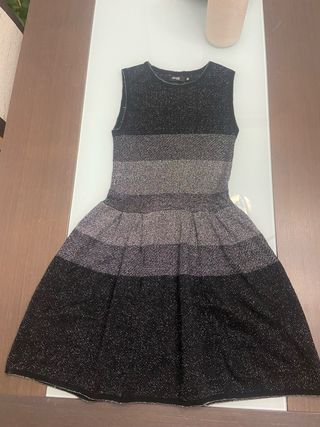 Vestido fiesta negro y plateado