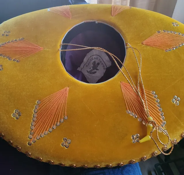 Sombrero Mexicano Charro Dorado Hecho a Mano