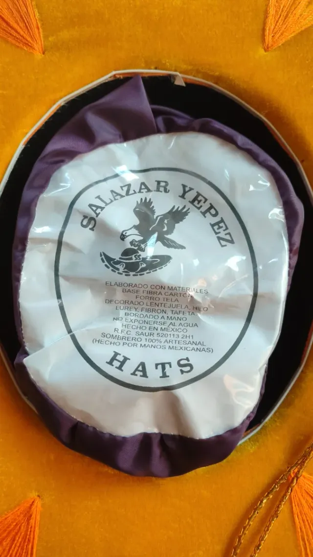Sombrero Mexicano Charro Dorado Hecho a Mano