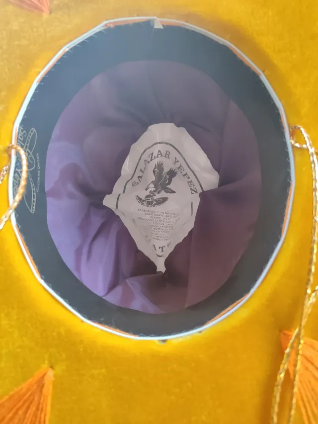 Sombrero Mexicano Charro Dorado Hecho a Mano