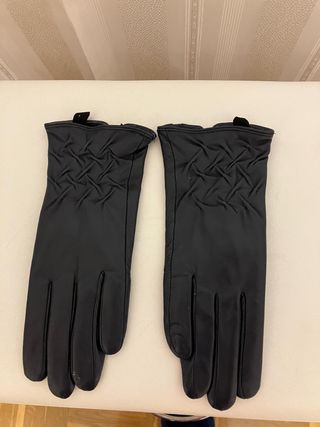 Guantes de piel negros para mujer