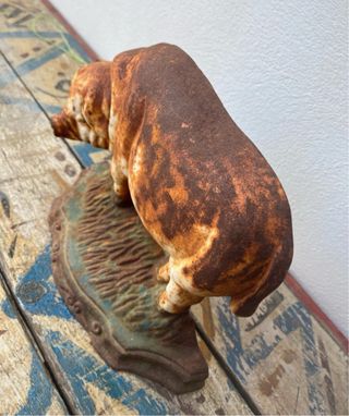 Cerdo Tope de Puerta Hierro Forjado Antiguo