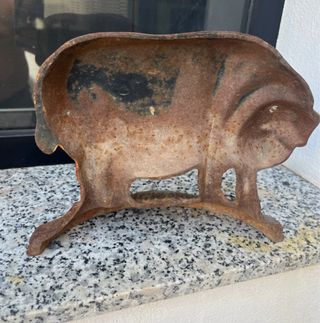 Cerdo Tope de Puerta Hierro Forjado Antiguo
