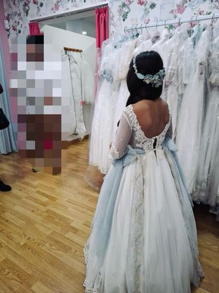 Vestido de Comunión Blanco y Azul