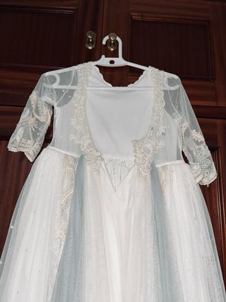 Vestido de Comunión Blanco y Azul