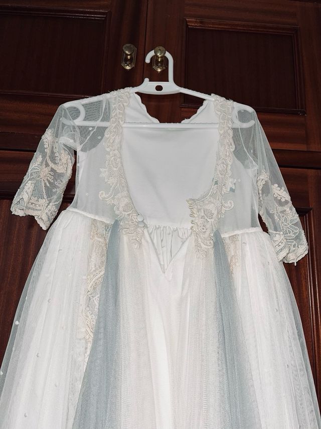 Vestido de Comunión Blanco y Azul