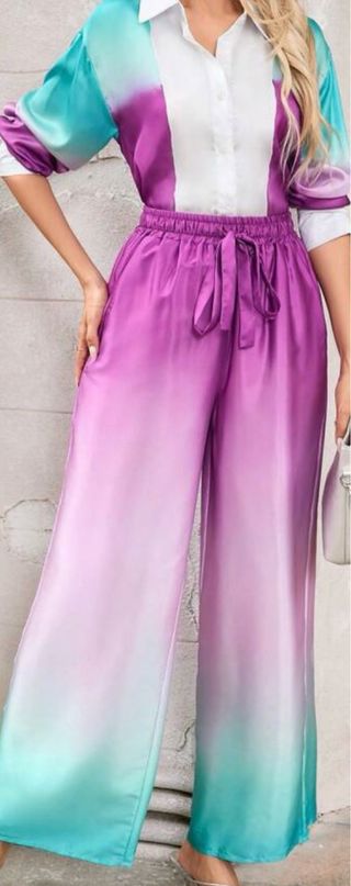 Conjunto Blusa y Pantalón Ancho Degradado