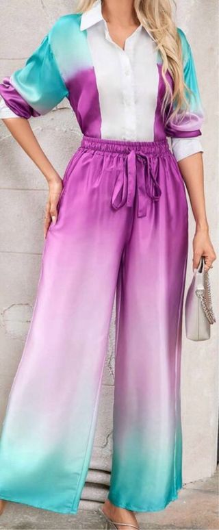 Conjunto Blusa y Pantalón Ancho Degradado