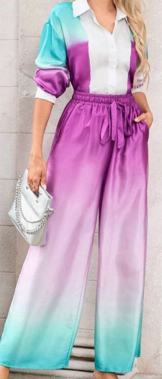 Conjunto Blusa y Pantalón Ancho Degradado