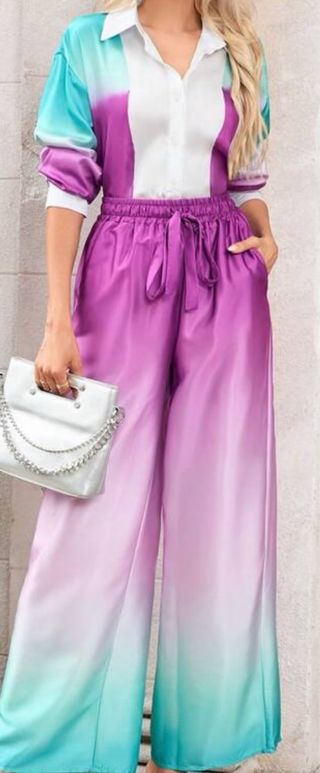 Conjunto Blusa y Pantalón Ancho Degradado