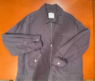 Cazadora Bershka algodón cremallera gris