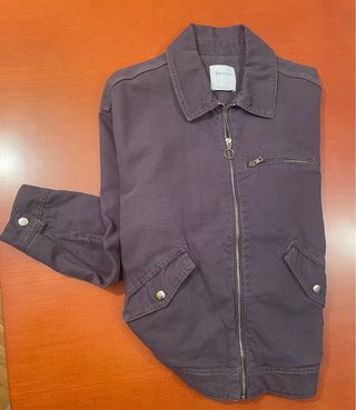 Cazadora Bershka algodón cremallera gris