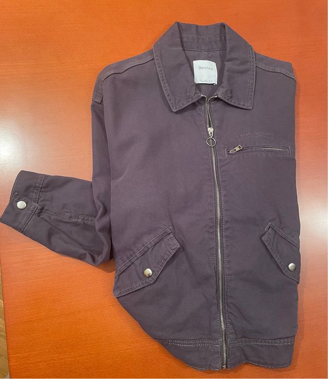 Cazadora Bershka algodón cremallera gris