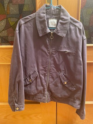 Cazadora Bershka algodón cremallera gris