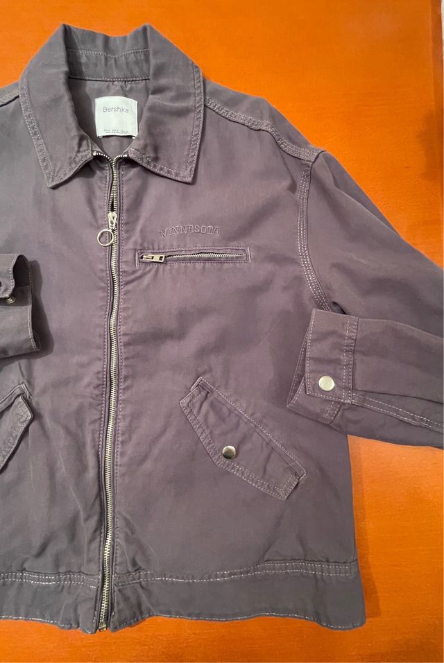 Cazadora Bershka algodón cremallera gris