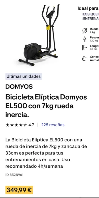 Bicicleta Elíptica Domyos 500