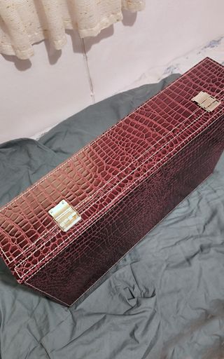 Caja de Madera grande Forrada Polipiel Cocodrilo