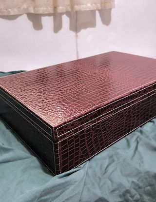 Caja de Madera grande Forrada Polipiel Cocodrilo