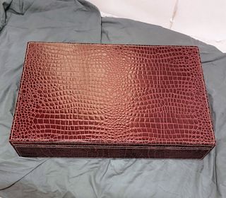 Caja de Madera grande Forrada Polipiel Cocodrilo