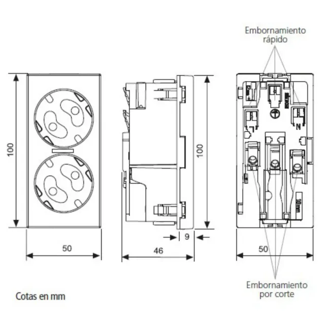 Base Doble Enchufe Simon 500 CIMA Blanco