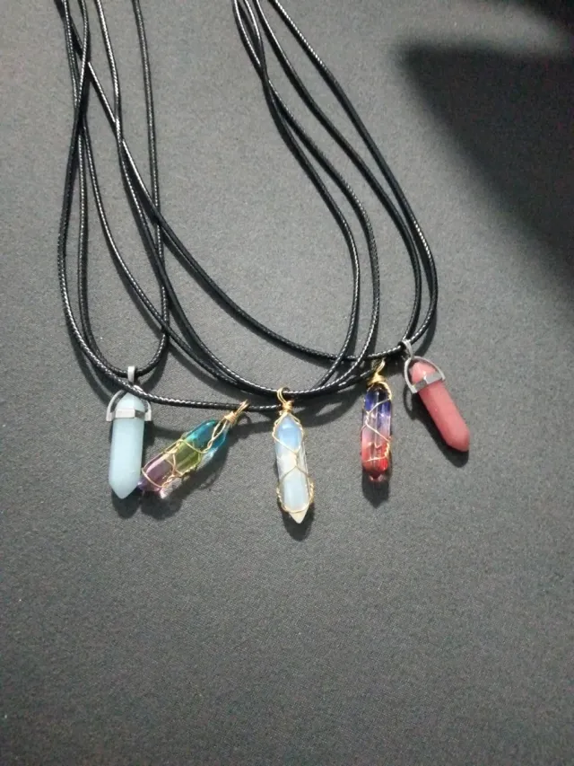 5 Colgantes de Cristal Envueltos