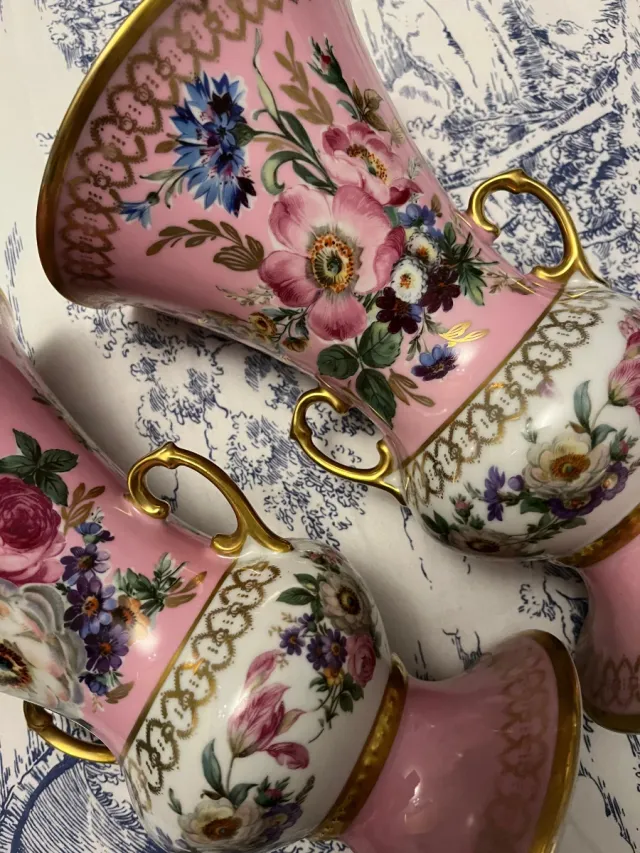 Coppia Vasi Sèvres Floreali Oro