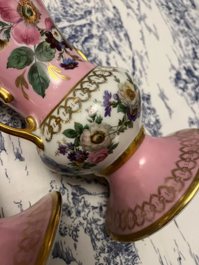 Coppia Vasi Sèvres Floreali Oro