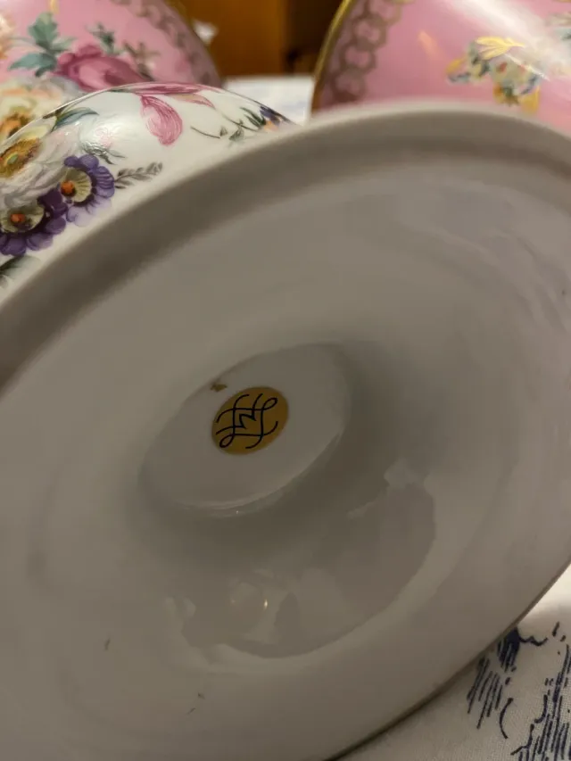 Coppia Vasi Sèvres Floreali Oro