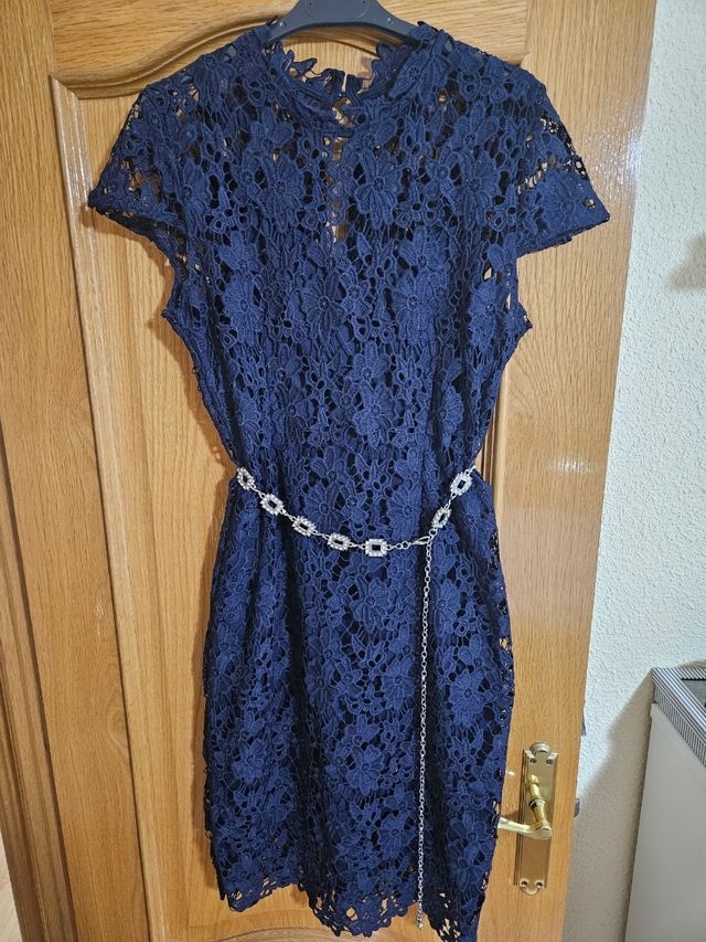 Vestido encaje azul marino Quiz talla M
