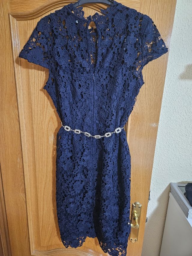 Vestido encaje azul marino Quiz talla M