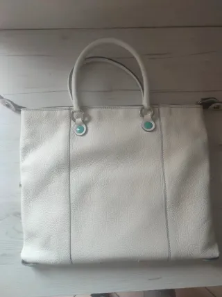 Borsa Gabs bianca con tracolla blu e nera