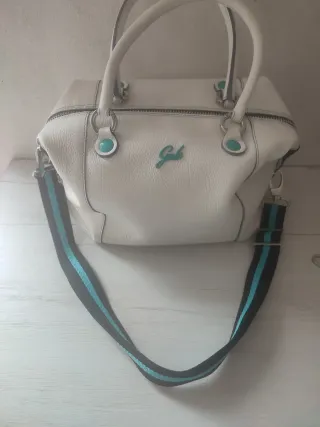 Borsa Gabs bianca con tracolla blu e nera