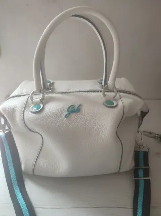 Borsa Gabs bianca con tracolla blu e nera