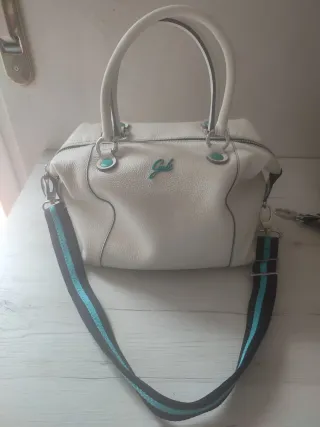 Borsa Gabs bianca con tracolla blu e nera