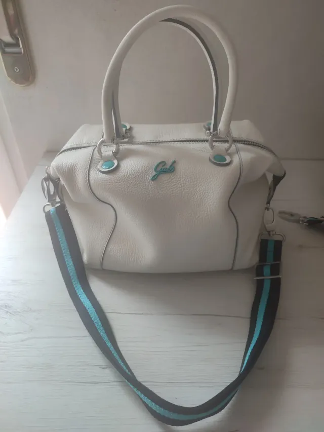 Borsa Gabs bianca con tracolla blu e nera