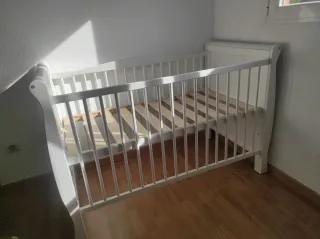 Cuna colecho+Colchón+ropa de cuna de bebé blanca