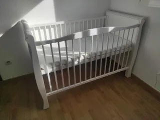 Cuna colecho+Colchón+ropa de cuna de bebé blanca