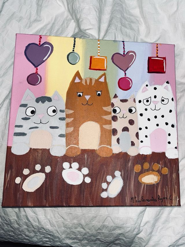 Cuadro Casero Gatos y Huellas