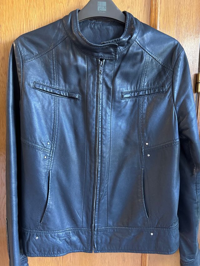 Chaqueta Biker Piel Negra 100%