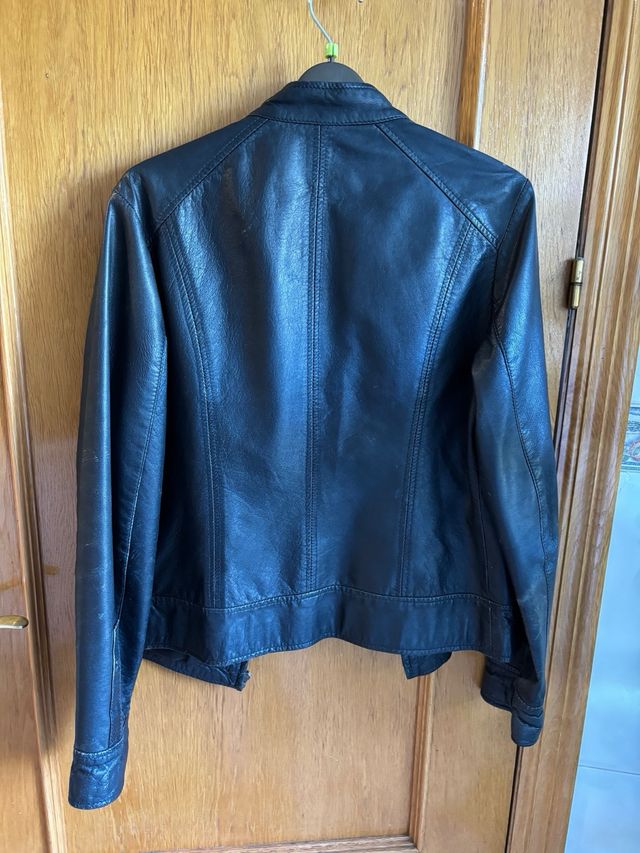 Chaqueta Biker Piel Negra 100%